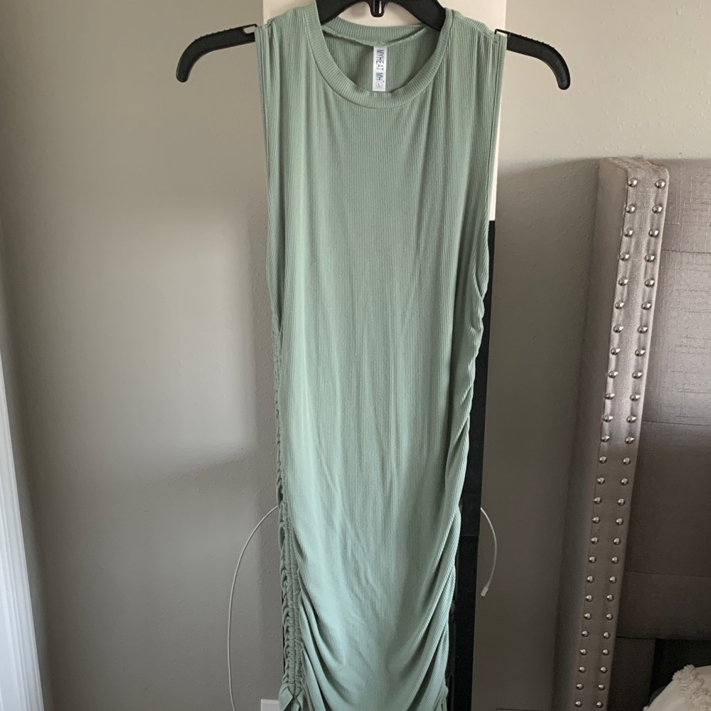 Sleeveless Green Ruched Dress